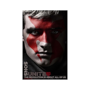 May include: A black and white poster with a close-up of a man's face. The man has red paint on his face and is looking directly at the viewer. The text "UNITE" and "D13" is in red and white. The text "THE REVOLUTION IS ABOUT ALL OF US" is in white. The text "SONIS" is in white and is upside down.