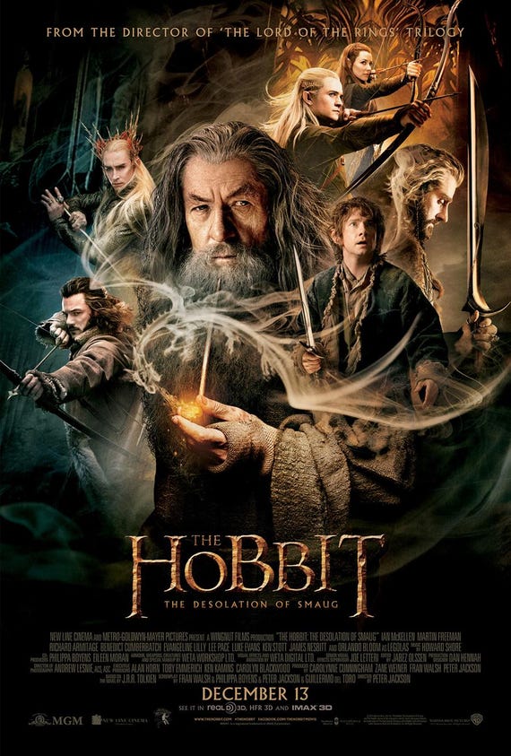 The Hobbit: The Desolation of Smaug MOVIE POSTER Sided ORIGINAL Final  27x40