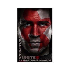 May include: A close-up of a man's face with red and white paint on his face. The text "Brothers Unite 013 The Revolution is About All of Us" is at the bottom of the image.