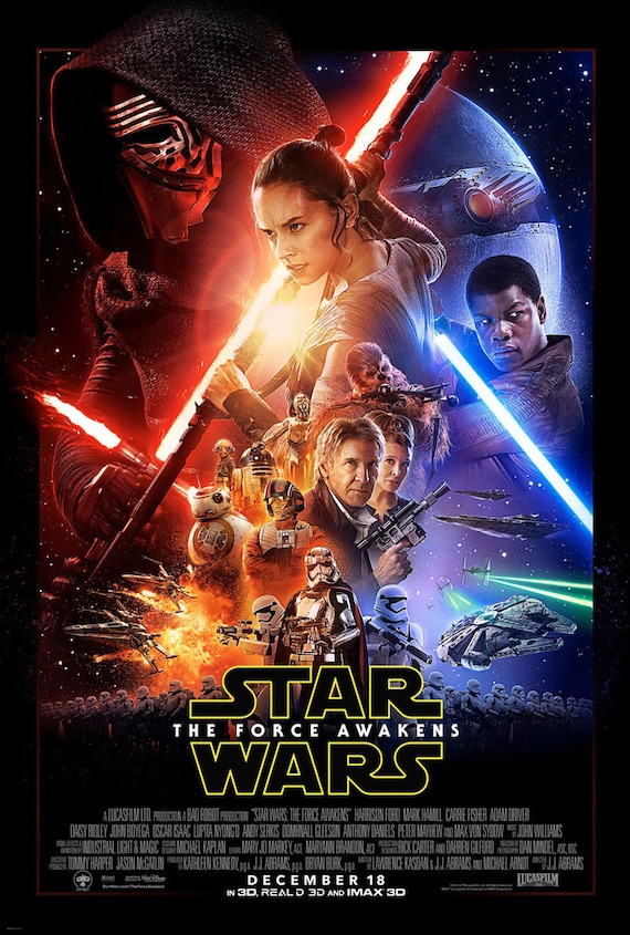 Star Wars: Episode VII the Force Awakens MOVIE POSTER 2 Sided Very