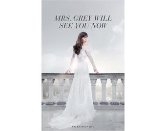mrs grey wedding dress FIFTY SHADES FREED Movie Poster 2 Sided Original Advance 27x40 Dakota Johnson Repriced