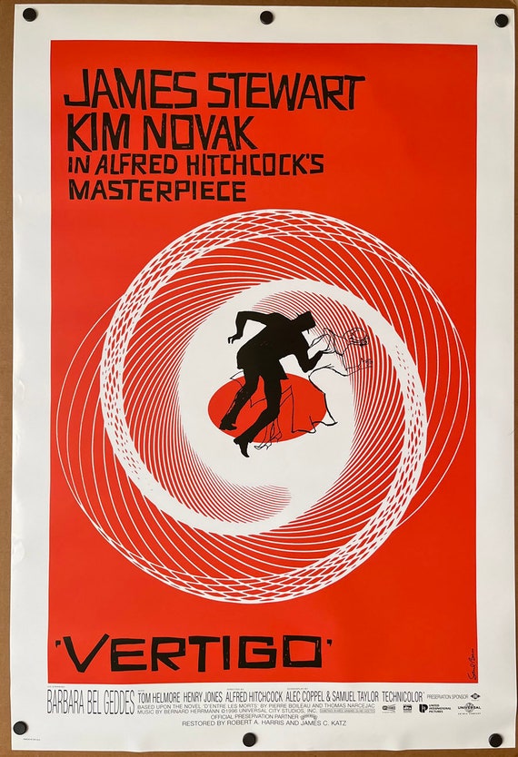 VERTIGO Movie Poster 2 Sided R1996 ORIGINAL 27x40 Alfred Hitchcock