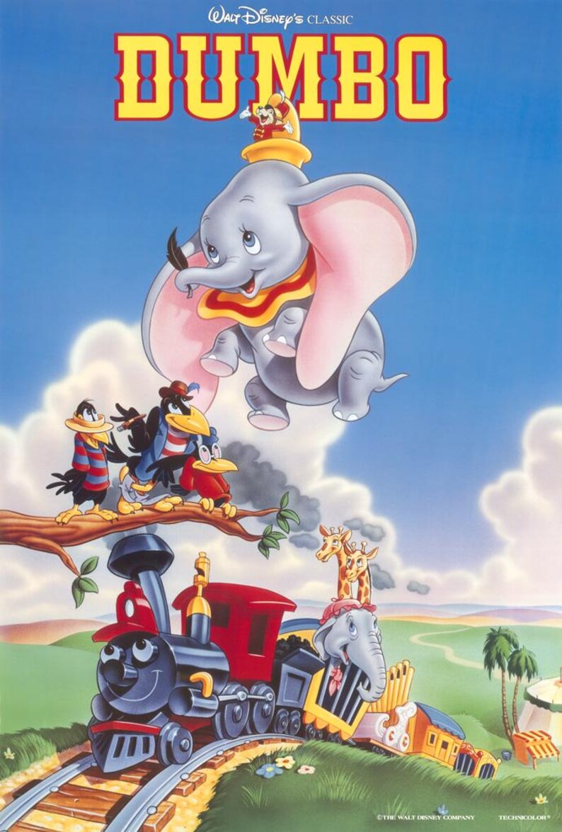 dumbo-movie-poster-2-sided-original-1992-re-release-27x40-etsy