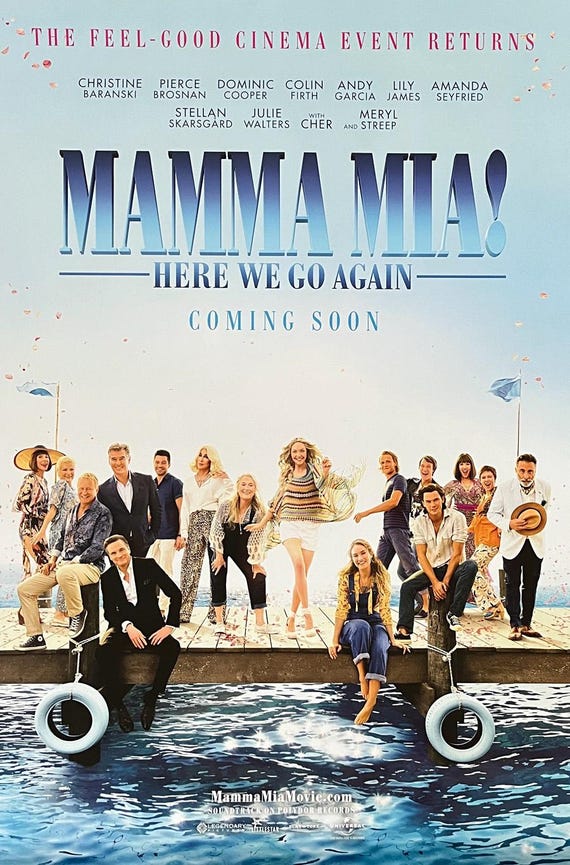 MAMMAMIA HERE WE GO AGAINパンフレット Mamma Mia! Here We Go Again MOVIE POSTER 2 Sided ORIGINAL Intl