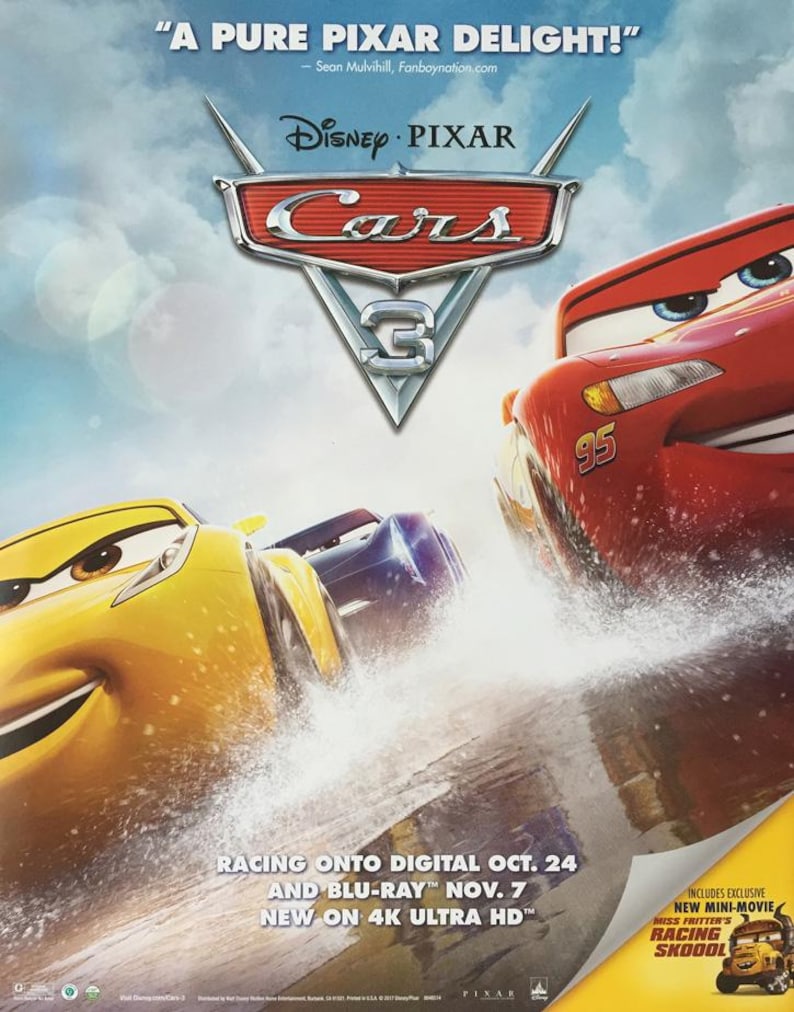CARS 3 MOVIE POSTER 1 Sided Original Mini Sheet 22x28 Owen Wilson cars-3-movie-poster-1-sided-original-mini-sheet-22x28-owen-wilson