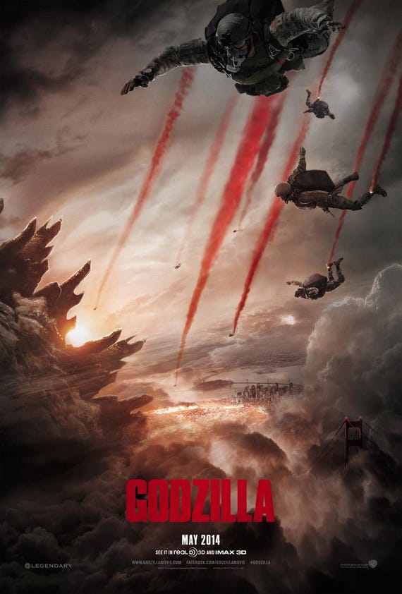 GODZILLA MOVIE POSTER 2 Sided Original Advance 27x40 Aaron Taylor