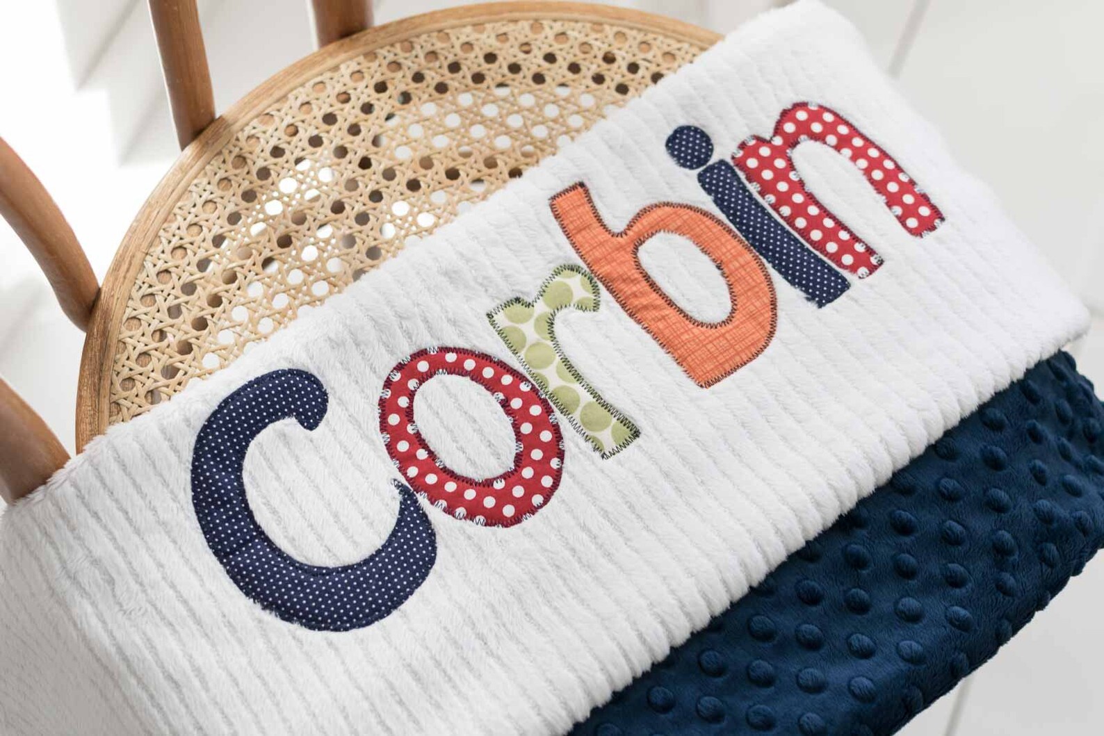 Monogrammed Baby Blanket in STORM Navy Blue Dot Minky & White Etsy