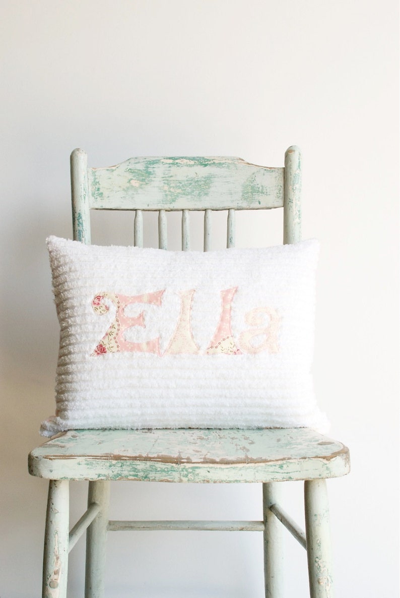 Pink Minky and White Chenille Personalized with Your Baby Girl/'s First Name in Vintage Florals Monogrammed Baby Blanket in SHABBY CHIC