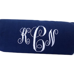 Bolster Navy Blue Monogram pillow Covers, Neck Roll Pillows, Blue Round Neck Support Pillows
