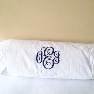 Bolster Weiß Monogramm Kissenbezug, rundes deko Kissen