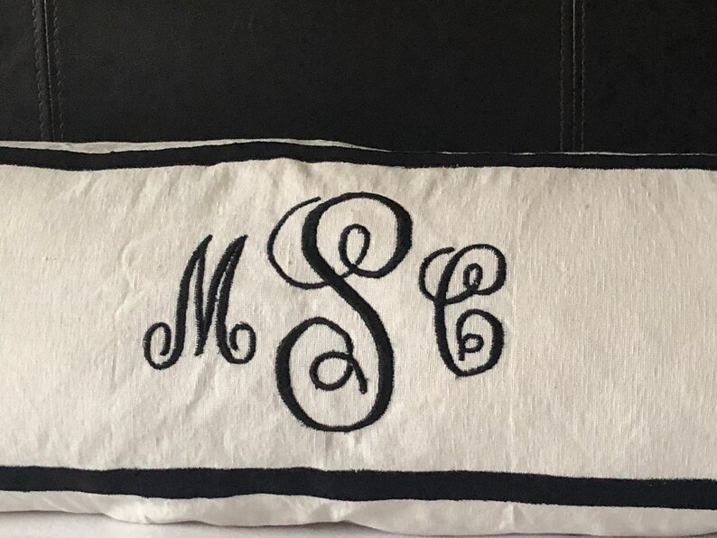 Long White Monogram Pillows Unique Headboard Monogrammed Etsy