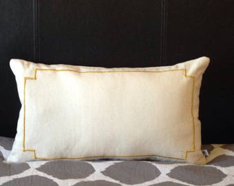 Lumbar Ivory Throw Pillow Cover, Embroidered Decorative Cushion Covers