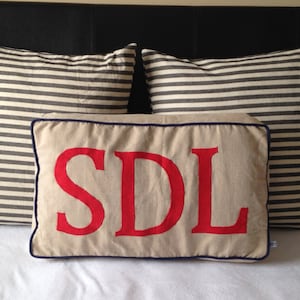 Applique Monogram Pillow Cover Baby Room Name Pillow Monogrammed Personalized Dorm Pillow Gift for Granddaughter