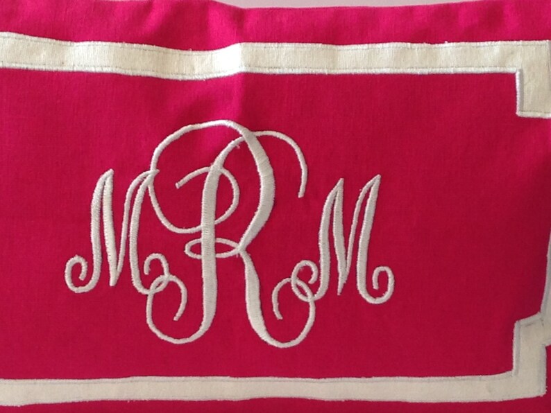 Monogrammed Lumbar Pillows Pink Sofa Lumbar Monogram Pillow Etsy