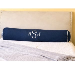 Monogram Neckroll Pillow, White Bolster Pillowcover, Personalized baby Gifts