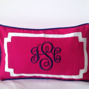 Monogram Embroidered Personalized Modern Lumbar Pillows for Graduation Preppy Room Decor Gift for Her