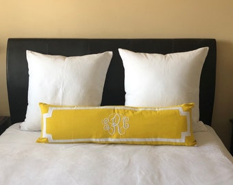 Monogrammed Lumbar Pillow Cover, Bedroom Monogram Pillow Covers, Headboard Pillow Cover, Monogram Wedding Pillow Cover(12"x40")