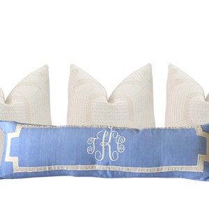 Monogram blue lumbar pillow