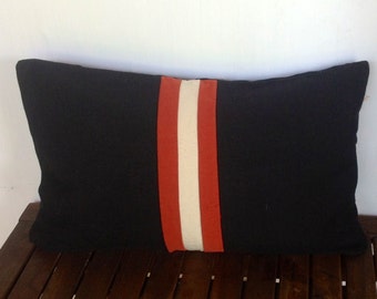 Oreillers black throw- Color Block Black Rust Orange et Cream 12"x20" oreillers oblongs EN STOCK