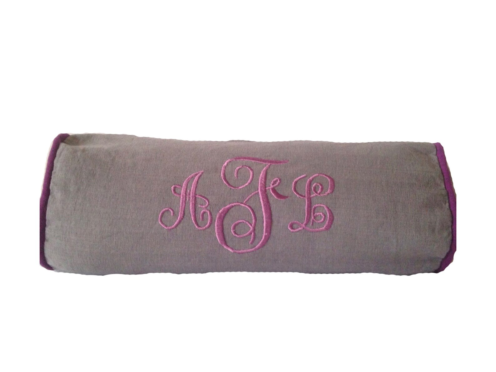 Gray Bolster Monogram Pillow Neck Roll Pillows Neck Support Etsy