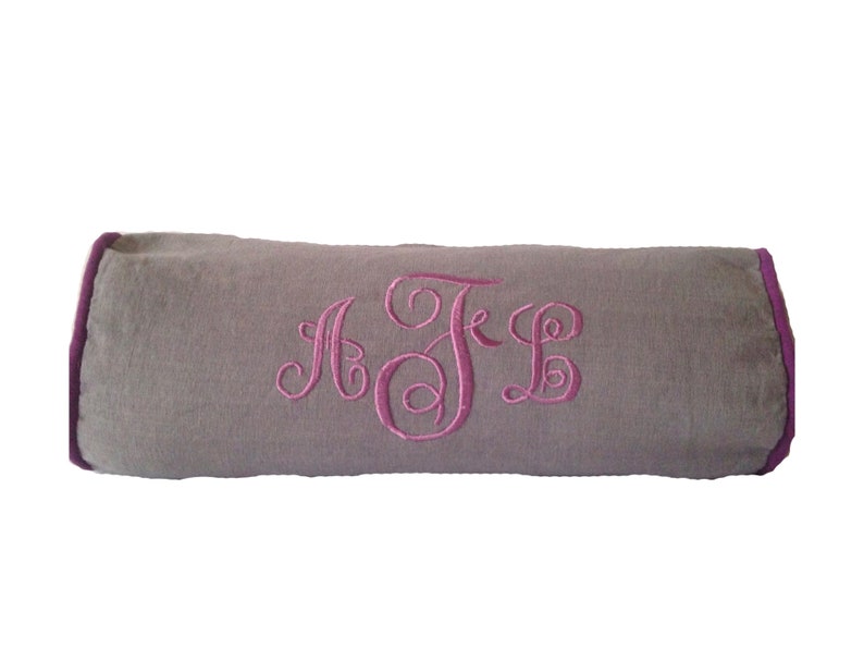 Gray Bolster Monogram Pillow Neck Roll Pillows Neck Support Etsy