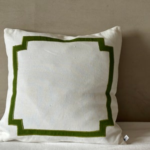 Green Throw Pillows, Green Cotton Bedding, Trim Cushion Covers by Snazzy Living