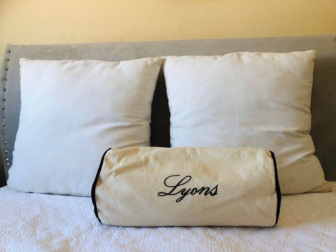 Monogram Bolster Round Pillow Cover, Cylinder Bolster Cover With Piping