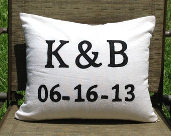 Personalized Wedding Gift Custom Anniversary Pillow Couple Gift Personalized Save the Date Pillow
