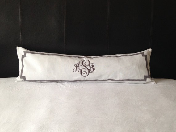 Long Mongram Pillow Covers Long Monogrammed Lumbar Pillow Cover | Etsy