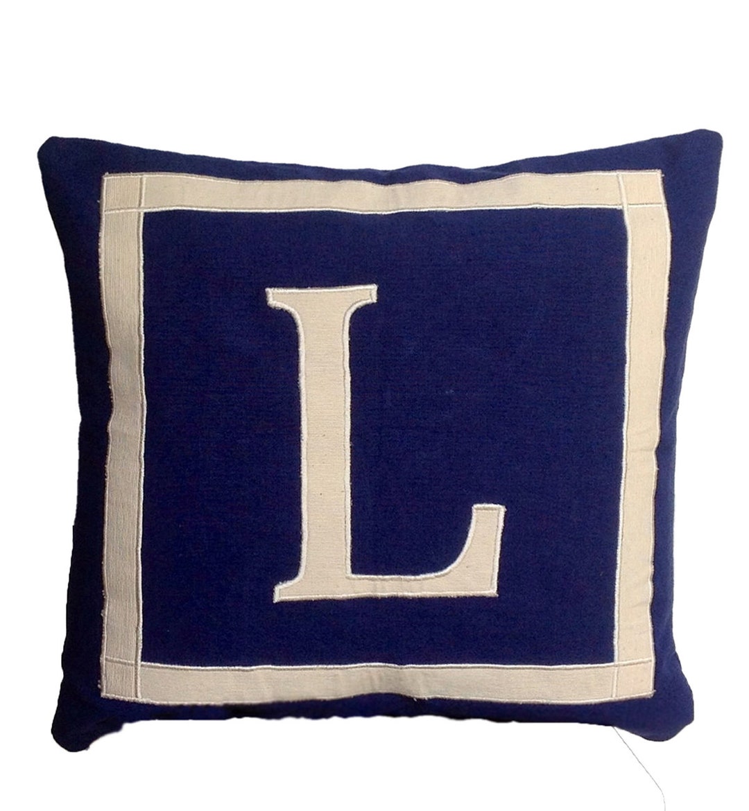 Personalized Letter Pillows, Navy Blue Alphabet Cushion Cover