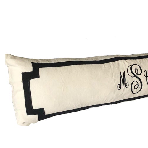Long White Monogram Pillows Unique Headboard Monogrammed Etsy