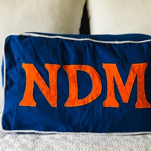 Almohadas con nombre de monograma aplicado, almohada de caja con monograma Boxedge, decoración de la habitación de la guardería