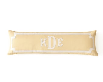 Custom Applique Monogram Lumbar Pillow, Monogrammed Personalized Gift for Girls Room Home Decor