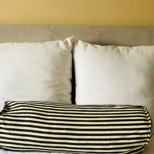 Ticking Stripe Bolster Pillow Cover, Farmhouse Pillow, Ticking Bolster Pillow Cover