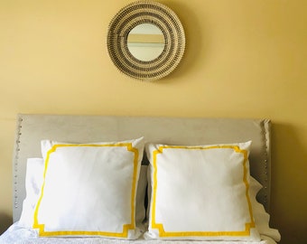 Euro Pillow Sham Covers, White Trim Pillows, Custom Bed Shams by Snazzy Living (One Cover only)