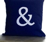 Symbol Navy Decorative pillow, Personalized Womens gift ideas, Ampersand Symbol Pillow, 18x18 Navy Pillows