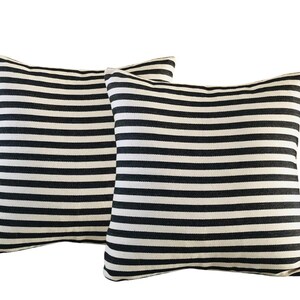 Modern Farmhouse Ticking Decorative Pillow Black White Striped 18x18 Pillow Cover (2 Covers)