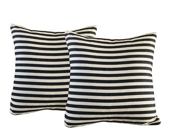 Funda de almohada decorativa de rayas blancas y negras de 18 x 18 (2 fundas)