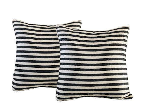Stripes Decorative Pillow Black White Striped 18x18 Pillow Cover (2 Covers)