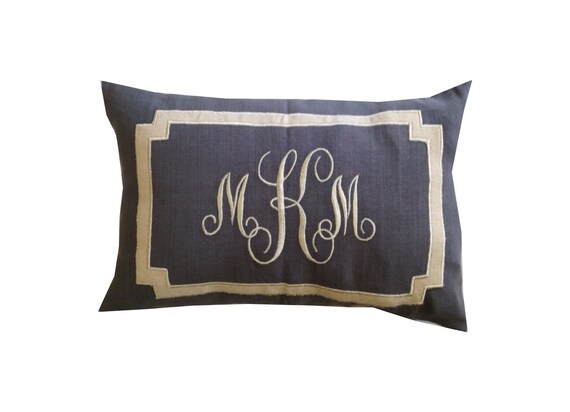 Lumbar Monogrammed Pillow Decorative Thrown Pillows Monogram Etsy