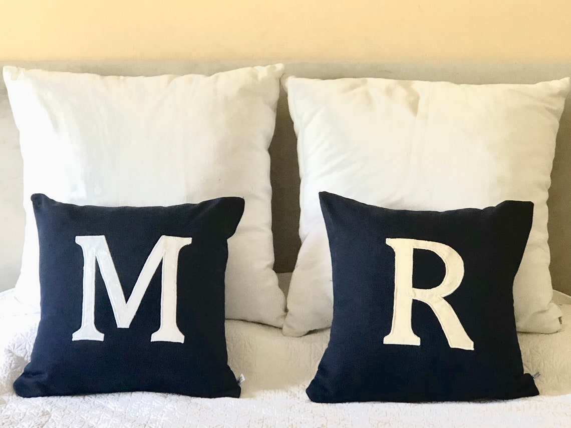 Navy Euro pillows Monogram pillows Navy Blue Monogrammed Etsy