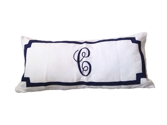 Long Lumbar Oblong Pillows Bedroom Decor Monogram Lumbar | Etsy