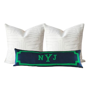 Applique Name Pillow, Long Lumbar Monogram Bed Pillow Cover, Personalized Pillow-Queen/King Bed Pillow, Anniversary Gift for Wife