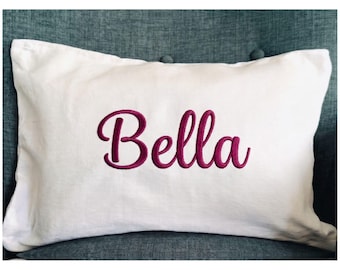 Personalized Embroidered Name Pillow, Custom Pillow Cover, Wedding Gift, Housewarming Gift, College Dorm Decor, Mother's Day Gifts