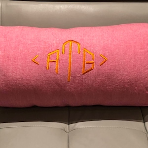 Pink Throw Pillows for Sofa Monogram Bolster Pillow Cover, Pink Children Bedding Decor