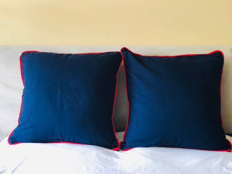 Navy Blue 26x26 Euro Sham Covers With Piping Snazzy Living Etsy Norway