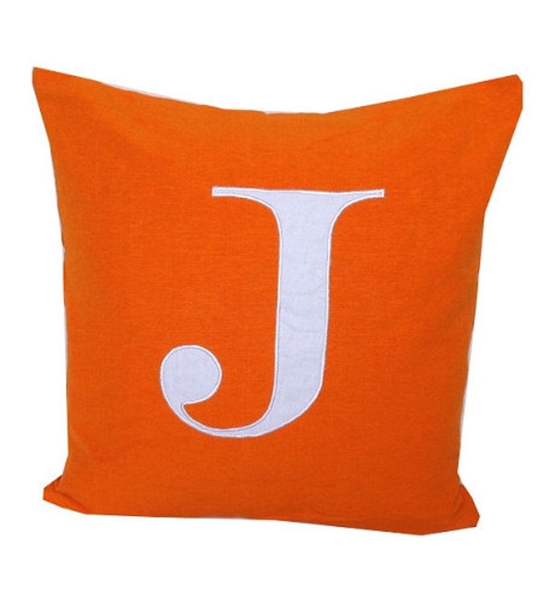 Orange Letter Euro Pillow Cover Monogram Pillow Shams Euro Etsy