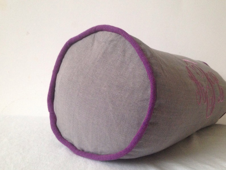 Gray Bolster Monogram Pillow Neck Roll Pillows Neck Support Etsy