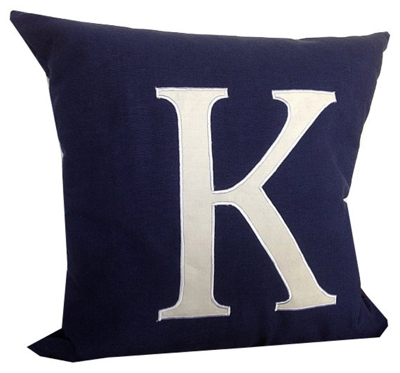 Applique Navy Blue White Letter Pillows for Nursery Baby Boy Etsy