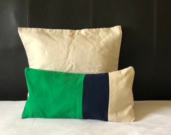 Green Lumbar Block Pillow Covers, 12x26 Modern Home Decor Lumbar Pillow Cover